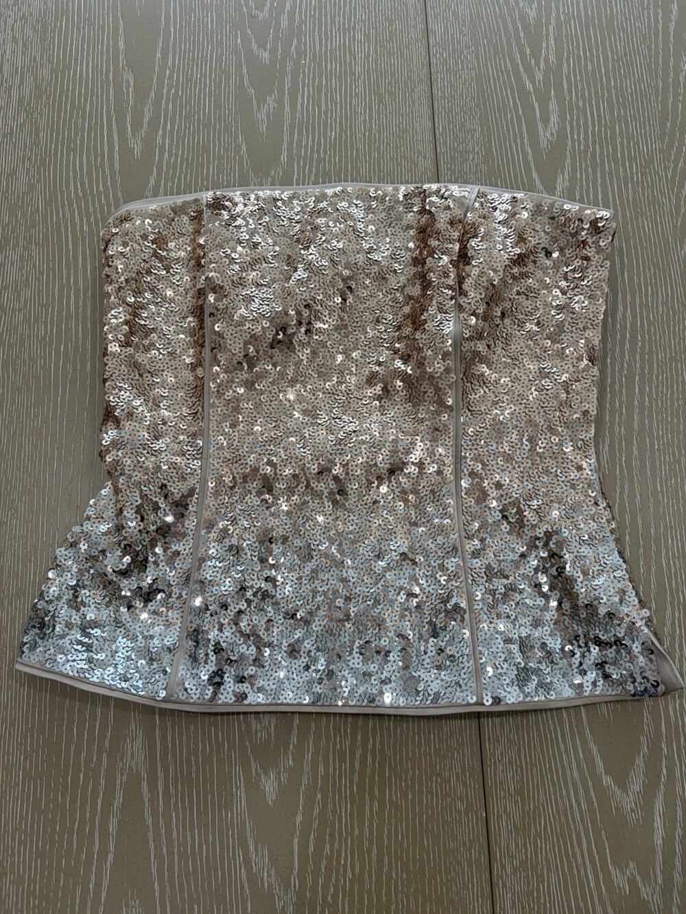 White House Black Market Mixed Metallic Sequin Bustier Top Women’s Size 2
